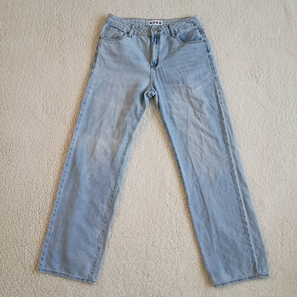 S.O.N.G Carpenter Style Wide Leg Baggy Light Blue Jeans - Picture 2 of 6